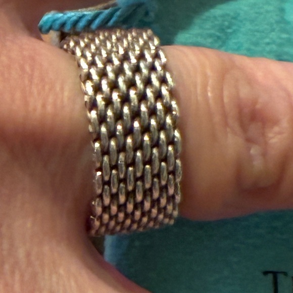 Tiffany & Co. Somerset Sterling Silver Mesh Ring Size 7 - Picture 6 of 6